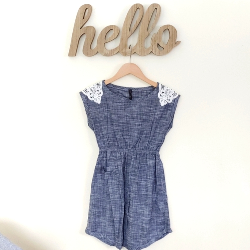 Everly Chambray Lace Detail Dress (S)